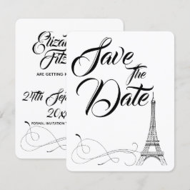 Parisian Doodles Bruiloft Save The Date Kaart
