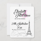 Parisian Doodles Huwelijk Save The Date Kaart (Achterkant)