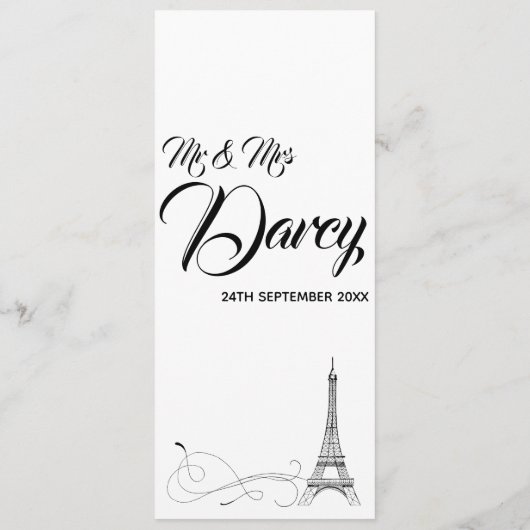 Parisian Doodles Menu (Achterkant)