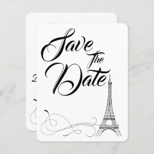 Parisian Doodles Wedding Save the Date Kaart