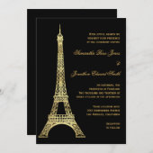 Parisian Eiffel Tower Black and Gold Wedding Kaart (Voorkant / Achterkant)