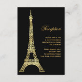 Parisian Eiffel Tower Black & Gold Reception Card Informatiekaartje (Voorkant)