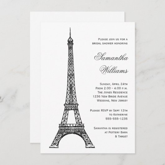 Parisian Eiffel Tower Black & White Vrijgezellenfe Kaart (Voorkant / Achterkant)