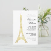 Parisian Eiffel Tower Gold Vrijgezellenfeest Kaart (Staand voorkant)