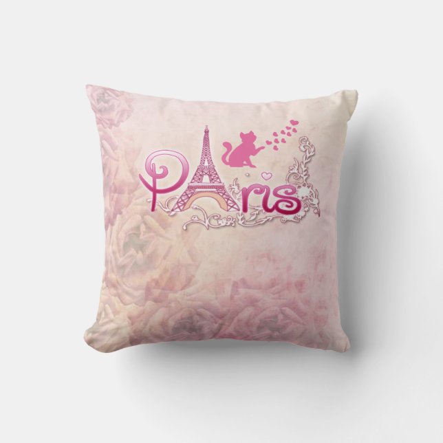Parisian Eiffel Tower I Love Paris Cat Kussen (Voorkant)