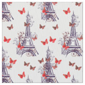 Parisian Eiffel Tower Paars Chic Stof (Close Up)