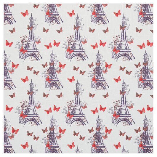 Parisian Eiffel Tower Paars Chic Stof (Swatch)