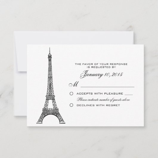 Parisian Eiffel Tower Wedding RSVP Aangepast (Voorkant)