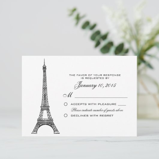 Parisian Eiffel Tower Wedding RSVP Aangepast (Staand voorkant)