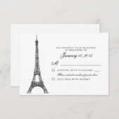 Parisian Eiffel Tower Wedding RSVP Aangepast (Voorkant / Achterkant)