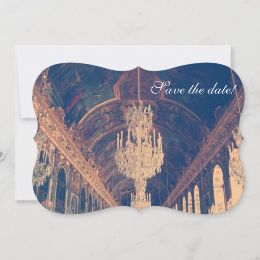 Parisian Elegant chandelier save the date (Voorkant)