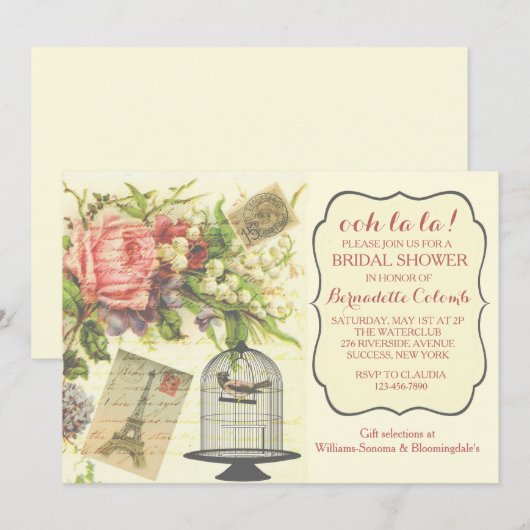 Parisian Flair Uitnodiging (Voorkant / Achterkant)