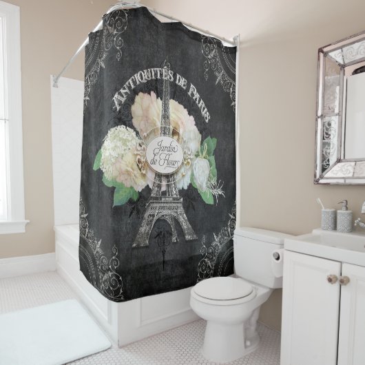Parisian Fleur Jardin Paris Eiffel Tower Douchegordijn (In situ)