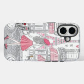 Parisian Girl  – Cute Eiffel Tower & Café Street  Case-Mate iPhone Case (Achterkant (horizontaal))
