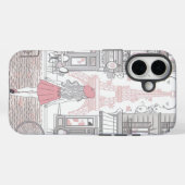 Parisian Girl  – Cute Eiffel Tower & Café Street  Case-Mate iPhone Case (Achterkant (horizontaal))