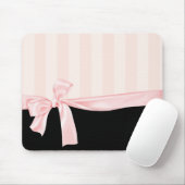 Parisian Girly Pink Stripes & Light Pink Bow Muismat (Met muis)