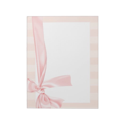 Parisian Girly Pink Stripes & Light Pink Bow Notitieblok (Linkerzijde)