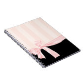 Parisian Girly Pink Stripes & Light Pink Bow Notitieboek (Rechterzijde)