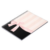 Parisian Girly Pink Stripes & Light Pink Bow Notitieboek (Linkerzijde)