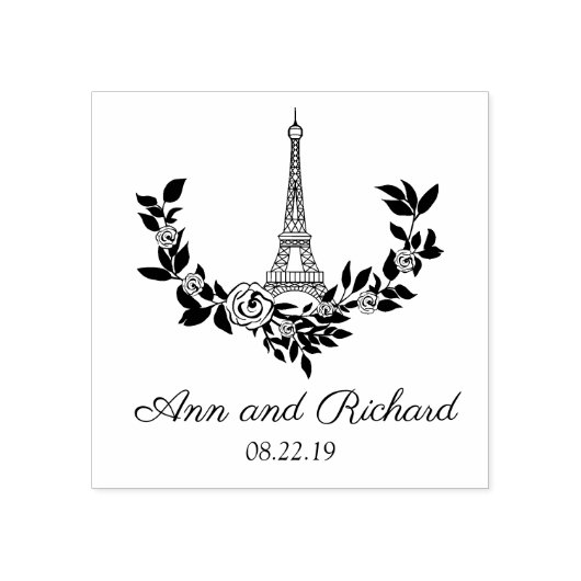 Parisian-inspired with a romantic flower wreath rubberstempel (Afrduk)