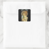 Parisian Lady en Feather 1899 Vierkante Sticker (Tas)