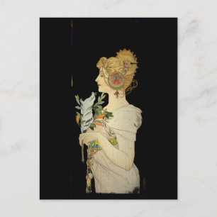 Parisian Lady en Feather Briefkaart