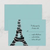 Parisian Lights RSVP (turquoise) Kaartje (Voorkant / Achterkant)
