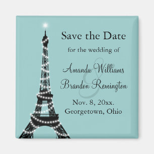 Parisian Lights Save the Date (turquoise) Magneet