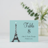 Parisian Lights Table Number (turquoise) Briefkaart (Staand voorkant)