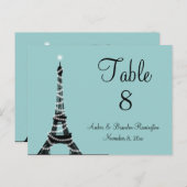 Parisian Lights Table Number (turquoise) Briefkaart (Voorkant / Achterkant)