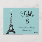 Parisian Lights Table Number (turquoise) Briefkaart (Achterkant)