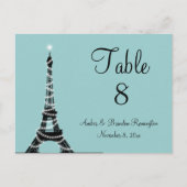 Parisian Lights Table Number (turquoise) Briefkaart (Voorkant)