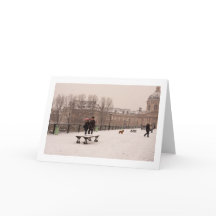 Parisian loopt door het sneeuwWenskaart