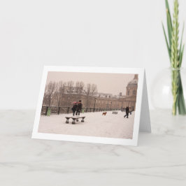 Parisian loopt door het sneeuwWenskaart Kaart