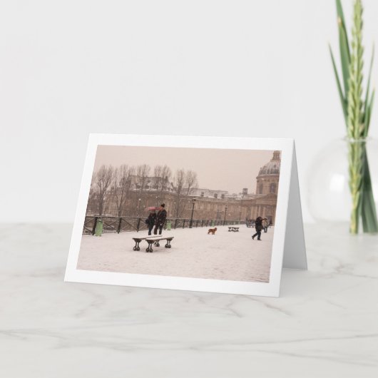 Parisian loopt door het sneeuwWenskaart Kaart (Voorkant)