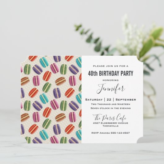 Parisian Macarons Pattern Colorful Birthday Kaart (Staand voorkant)