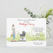 Parisian Mama: Frans Baby shower Uitnodigen Kaart (Staand voorkant)