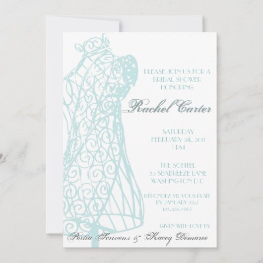 Parisian Mannequin Bridal Shower Kaart (Voorkant)