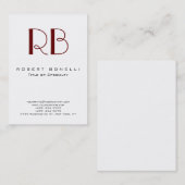 Parisian Modern Red Monogram White Visitekaartje (Voorkant / Achterkant)