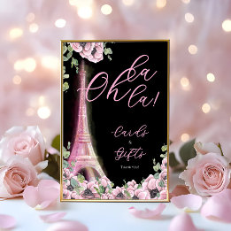 Parisian Oh La La Bridal Shower Reclamebord Met Voetstuk