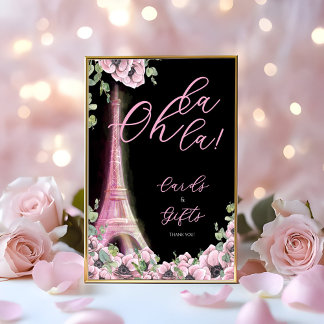 Parisian Oh La La Bridal Shower Reclamebord Met Voetstuk