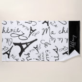 Parisian Perfection Eiffel Towel Black en White Strandlaken (Voorkant)