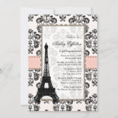 Parisian Pink Black Bridal Shower-uitnodigingen Kaart (Voorkant)