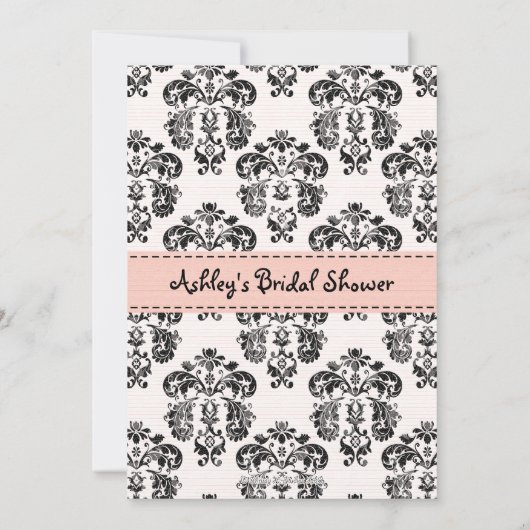 Parisian Pink Black Bridal Shower-uitnodigingen Kaart (Achterkant)