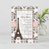 Parisian Pink Bridal Shower Invitations Kaart (Staand voorkant)