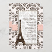 Parisian Pink Bridal Shower Invitations Kaart (Voorkant / Achterkant)