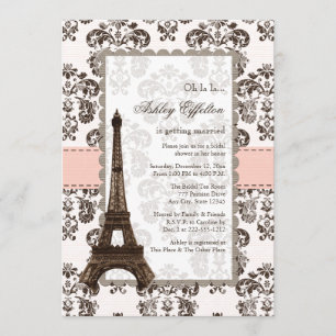 Parisian Pink Bridal Shower Invitations Kaart