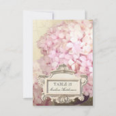 Parisian Pink Hydrangeas Tabel Nummer Plaats kaart (Voorkant)