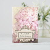 Parisian Pink Hydrangeas Tabel Nummer Plaats kaart (Staand voorkant)