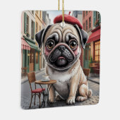 Parisian Pug at Sidewalk Cafe Keramisch Ornament (Rechts)